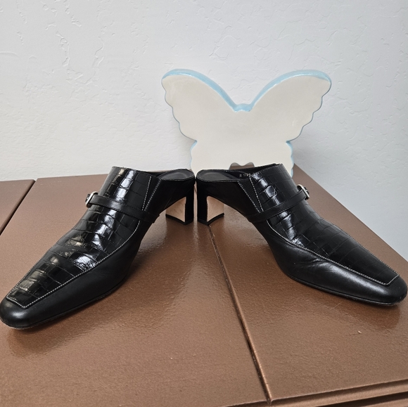 Brighton Black Crocodile Pattern slip on heels Size 9 - Picture 5 of 10